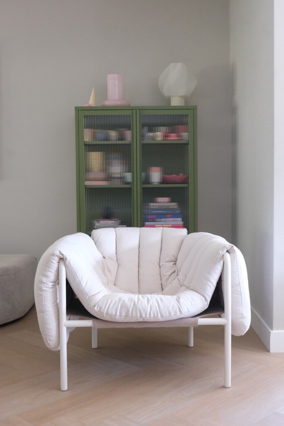 Sessel mit Fußhocker, weiß, Hem, Metall, Stoff, Creme, Modern (Foto 4 von 6)