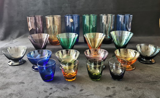 Max Verboeket Designer. Vintage Crystal Union Maastricht Design Drinking glasses Carnival