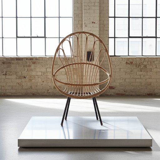 Mid-century modern rattan chair by Rohé Noordwolde, 1950s