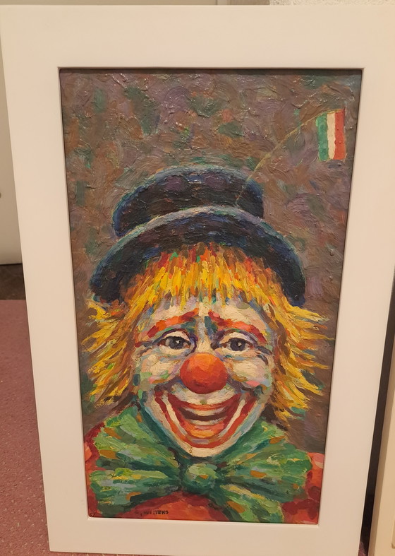 Image 1 of 3 schilderijen  clowns van Cees Witters, kunstenaar 1899-1981