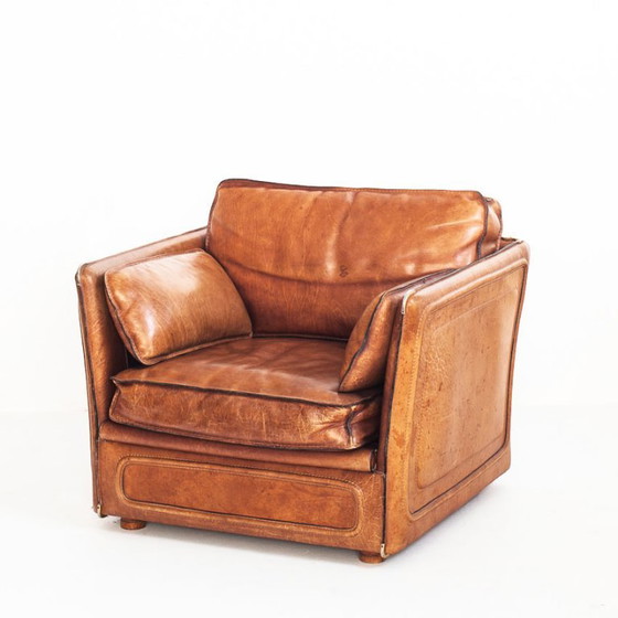 Fauteuil Club Vintage de Roche Bobois. Cuir de buffle camel. France, années 1980. – Leather (photo 3 of 19)