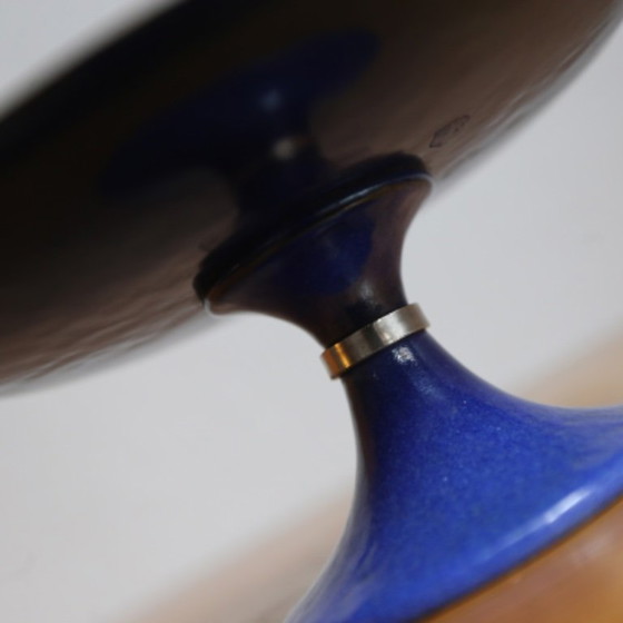 Image 1 of ❤️Cultural furniture enamel platform plate on tulip base GDR Midcentury