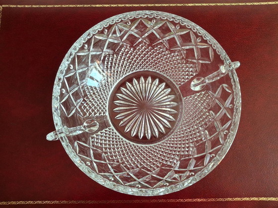 Image 1 of Large crystal bowl with 2 handles diameter 23 cm height 9.6 cm