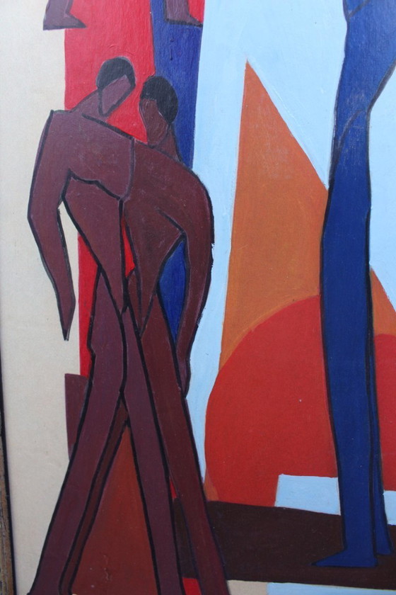 Image 1 of Vintage Figurative Abstract Nudes Painting