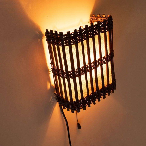 Image 1 of Japandi Wall lamp 70s boho wall scone rattan