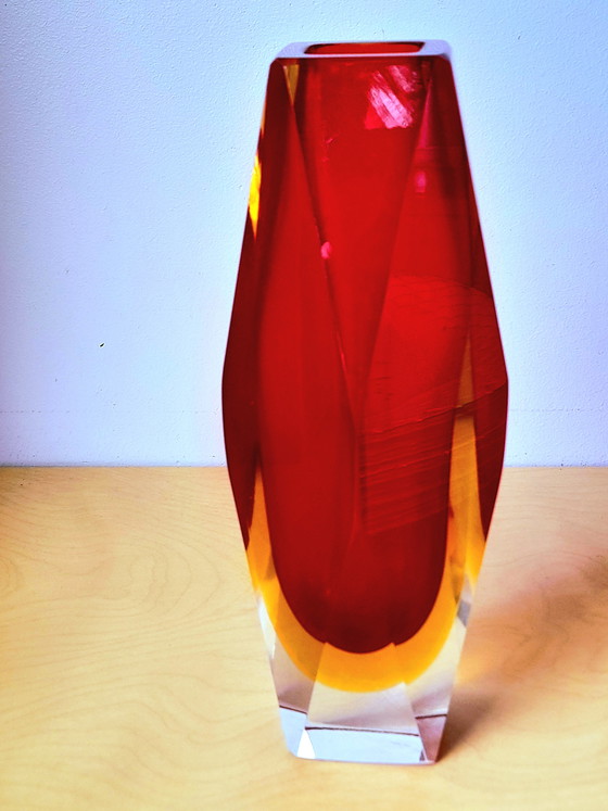 Image 1 of Sommerso prism vase, Flavio Poli, Murano 1970