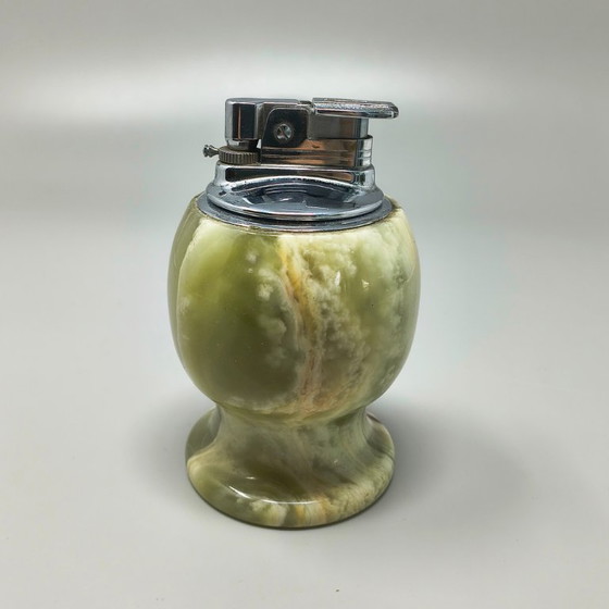 1960s Mid-Century Modern Italian Onyx Smoking Set with Table Lighter & Ashtray – Decorative Objects, Marble (photo 6 of 8)