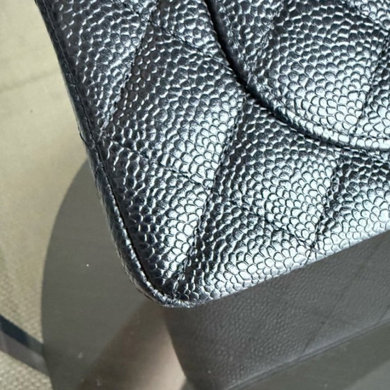 Image 1 of Chanel Classic Flap Small - Caviar 23CM Quilted Grained Calfskin Black Silver Hardware Series 12
