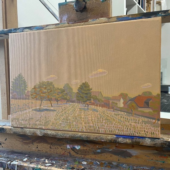 Image 1 of Unique painting, Small Orchard, hand-painted one-of-a-kind piece, 45 x 30 cm, acrylic paint on canvas