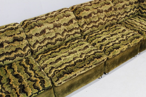 Vintage modulaire elementen sofa  groen 1970s, Modulaire banken, Textiel, Chroom (foto 3 van 9)