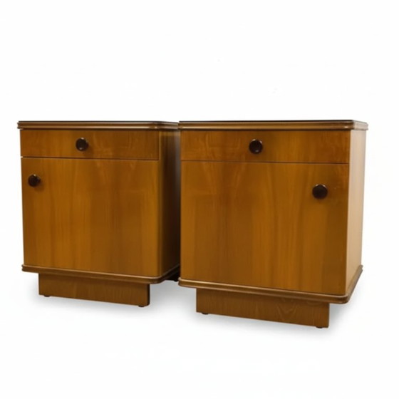 Image 1 of Set di 2 comodini retrò, legno impiallacciato, anni '60