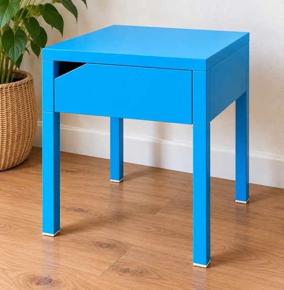 Set aus 2 IKEA SELJE Nachttische – blau – eingestelltes Design – Metal, Mdf (photo 3 of 5)