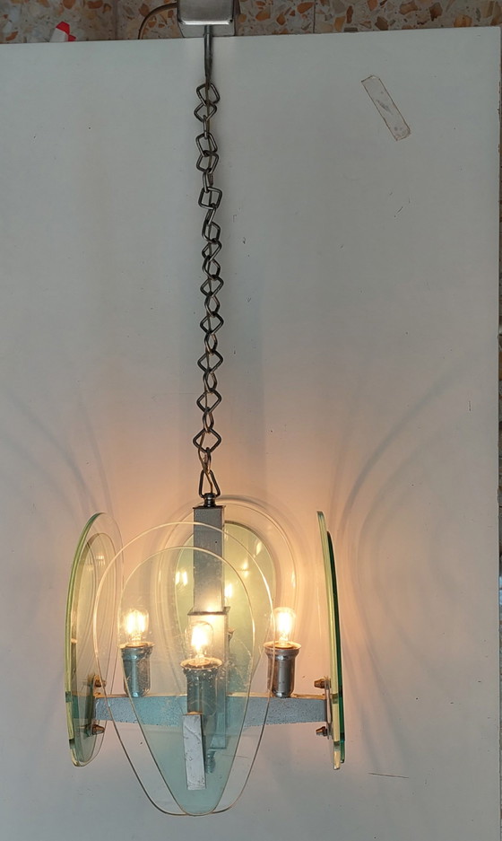 Image 1 of Fonta Arte 1970s Turquoise Glass Pendant Lamp