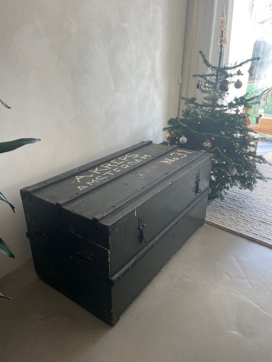 Image 1 of Grote vintage scheepskoffer/hutkoffer 