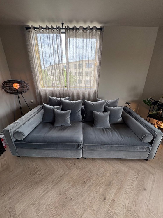 Image 1 of Bolia Mr. Big modulaire designbank - grijs/blauw fluweel