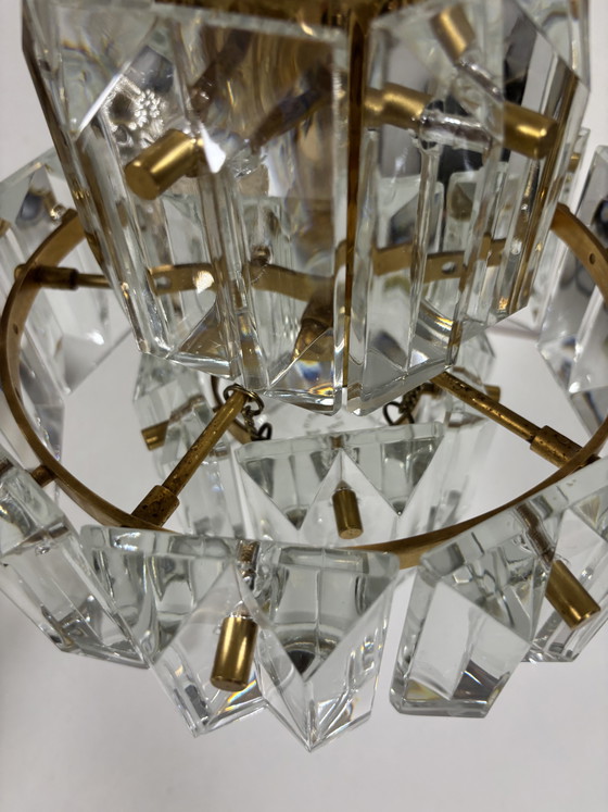 Image 1 of Kinkeldey Kroonluchter Messing & Kristal - Mid-Century