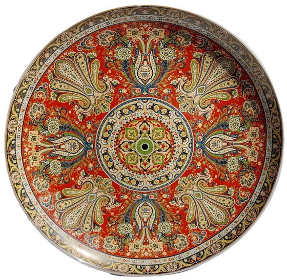 Image 1 of Large Chinese decorative plate with traditional Middle Eastern and Islamic patterns.