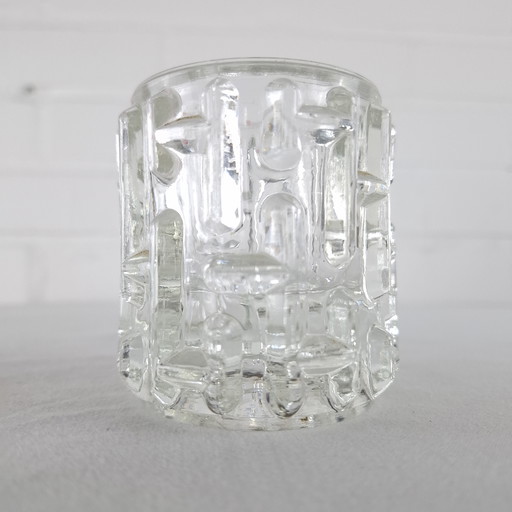 Vintage brutalist waxinelichthouder Sklo Union Rudolfova Vladislav Urban jaren 60/70 glas