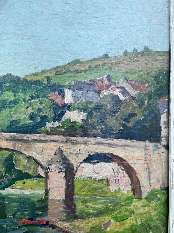 Image 1 of Constantin Font (1890–1954) – Huile originale sur panneau, Paysage français avec pont de pierre, vers 1935