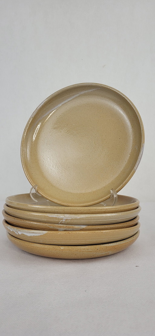 6 Assiettes Plates en Grès Puisaye