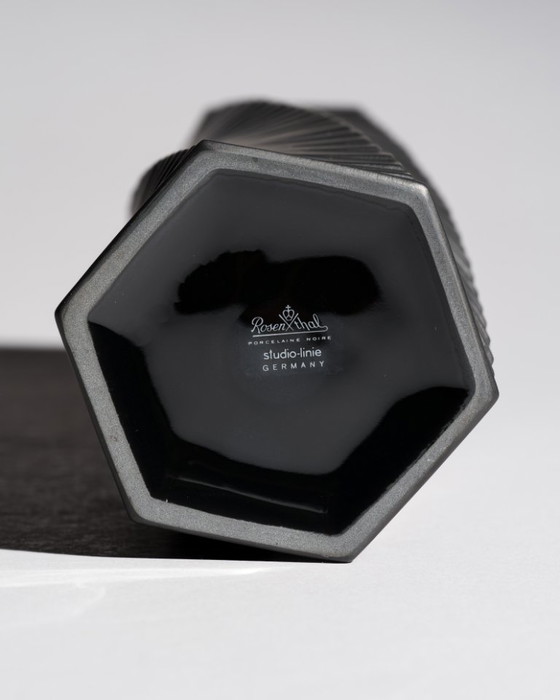 Image 1 of Vintage ROSENTHAL WERNER UHL Vase Duo Bisque Porcelaine Noire PISA 23 cm & 28 cm