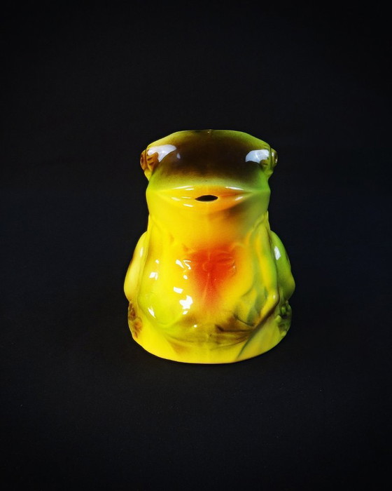 Image 1 of Brocca a rana in barbotine policrome firmata Salins Vintage anni '60