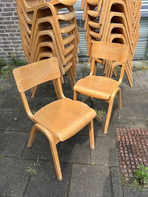 50x chaise empilable vintage en contreplaqué '60