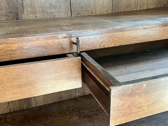 Antique Oak Cabinet – Wood, Brass (photo 6 of 8)