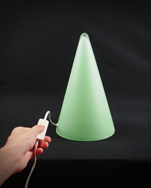 Lampe Teepee XL en verre opalin vert design Vintage 90s
