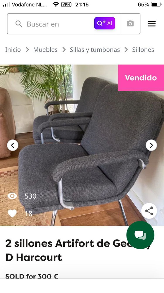 Image 1 of Silla Artifort azul Selfridge