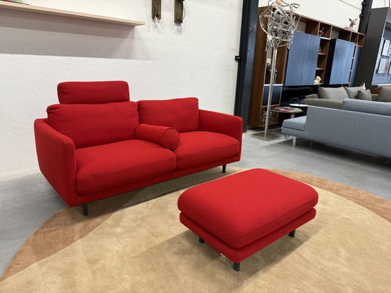 Image 1 of Pode Tweak Sofa 2x80 Incl. Footstool Hallingdal fabric Red