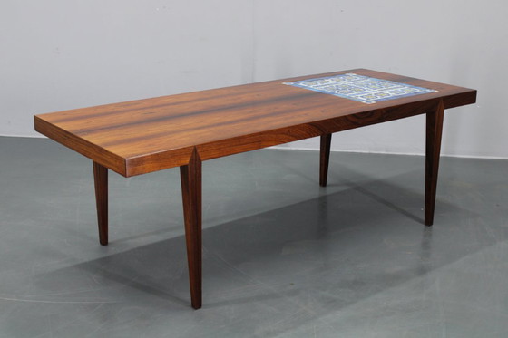 Image 1 of Mid-century Danish Haslev Mobelsnedkeri Coffee Table, Ceramic Tile Inlay, circa 1960s