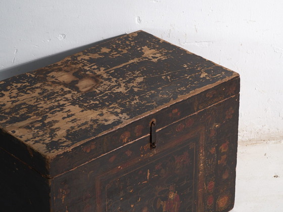 Baule antico dipinto in legno di pino – Cina, circa 1900 – Armadi contenitori, Iron (photo 14 of 40)
