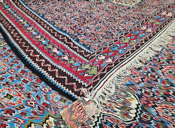 Image 1 of Tappeto persiano Senneh vintage in lana, annodato a mano, con motivo astratto, 158x252 cm.