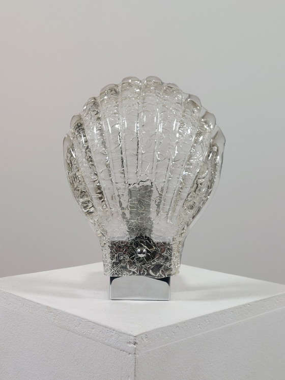 Image 1 of Vintage Murano wandlamp met craquelé glas en chroomafwerking