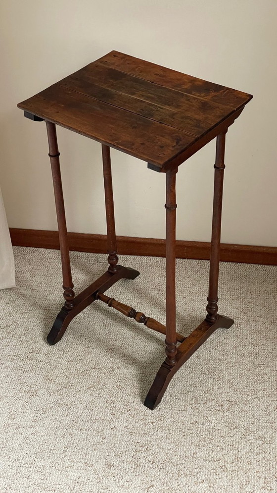 Image 1 of Antique Turned Wood Bedside Table