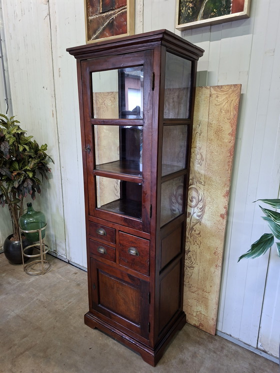 Image 1 of Teak display cabinet, sideboard, and sideboard, 69x49cm, 201cm high.