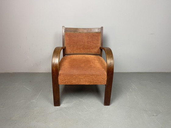 Sculpturaal ensemble van vier Nederlandse art-deco fauteuils. Nederland, jaren 1930. Ref.: CH2010 – Wood (photo 8 of 14)