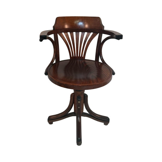 Image 1 of Thonet (Attr.) - Kapitänsstuhl aus gebogenem Holz - auf schwenkbarem Fuß montiert