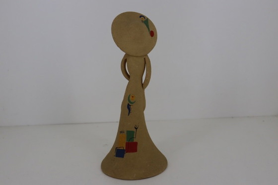 Vintage Keramiek Beeld Dame Met Hoed – Miró Stijl (29 cm) – Beeldhouwkunst, Ceramic (photo 3 of 6)