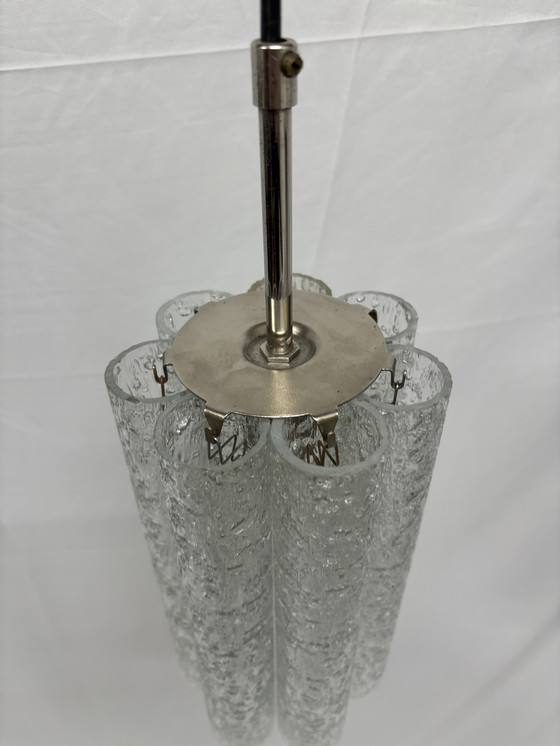 Image 1 of Suspension vintage Doria Leuchten tubes en verre glacé 1960/70