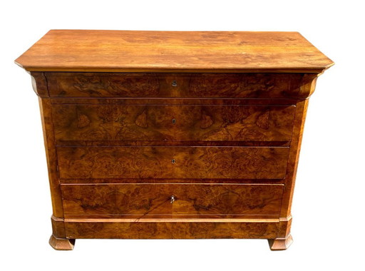 Louis Philippe 19th Century Walnut Burl Chest of Drawers