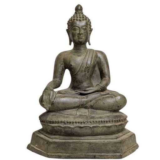 Bouddha Shakyamuni en bronze antique – Birmanie, 18e-19e siècle