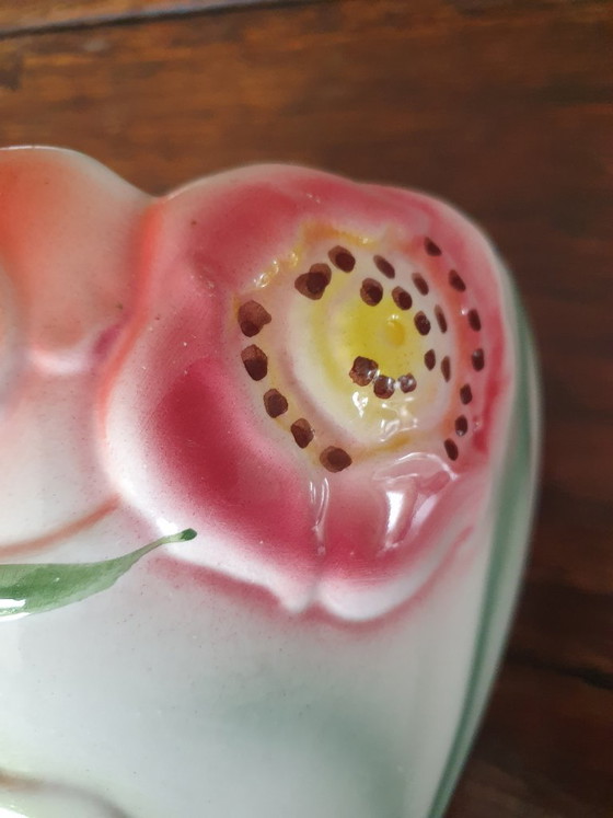 Art Nouveau barbotine vase 29 cm - in perfect condition, Ceramic, Multi Color (photo 7 of 13)