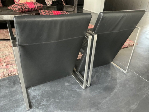 Sillón Arco Spine piel negra 2 piezas