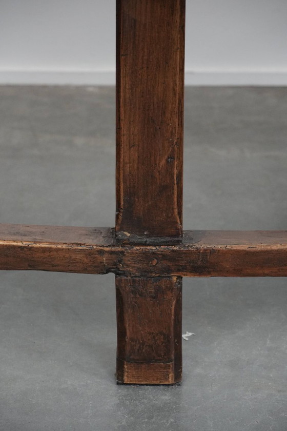 Image 1 of Robust antique French 6-person dining table made of fruit wood with 3 drawers from the late 18th century