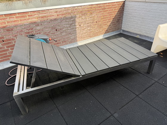 Image 1 of Chaise longue unique en acier inoxydable avec des planches composites solides