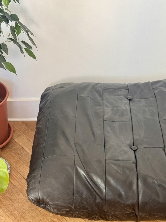 Pouf / Ottomana Vintage Ligne Roset Marsala - Pelle Nera – Leather (photo 4 of 13)