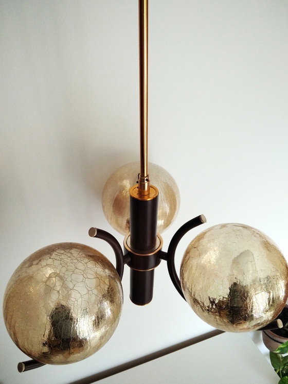 Image 1 of Bruine Spoetnik Atoomlamp |Vintage Spoetnik Ruimtetijdperk Lamp | Ruimtetijdperk Ontwerp Uit 70er jaren