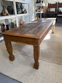 Vintage Houten & Rattan Langwerpige Wabisabi Salontafel